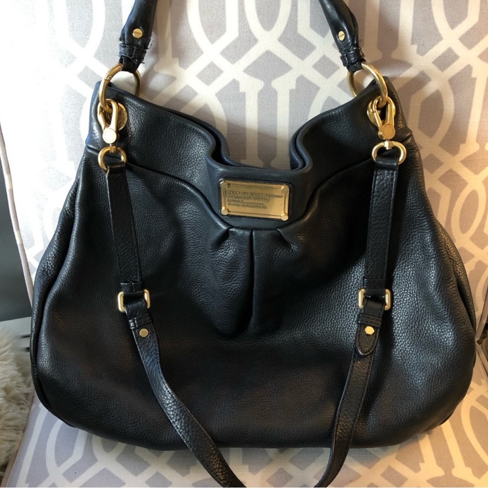 Marc Jacobs Black Leather Tote with Gold Hardware